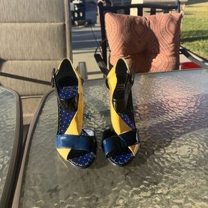 Moschino Vibrant Yellow and Navy Heels